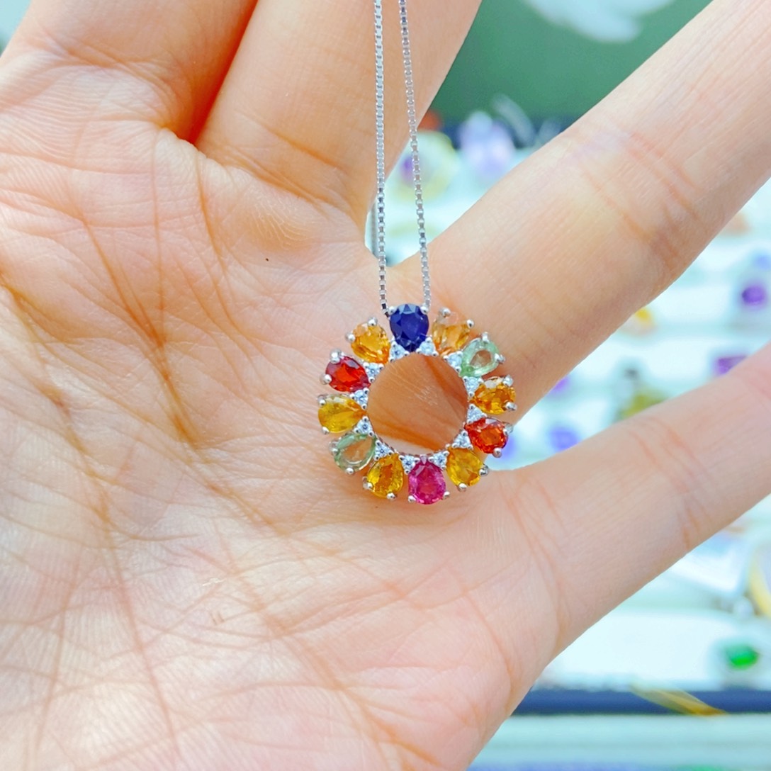 吊坠(赠链)蓝宝石银S925镶嵌