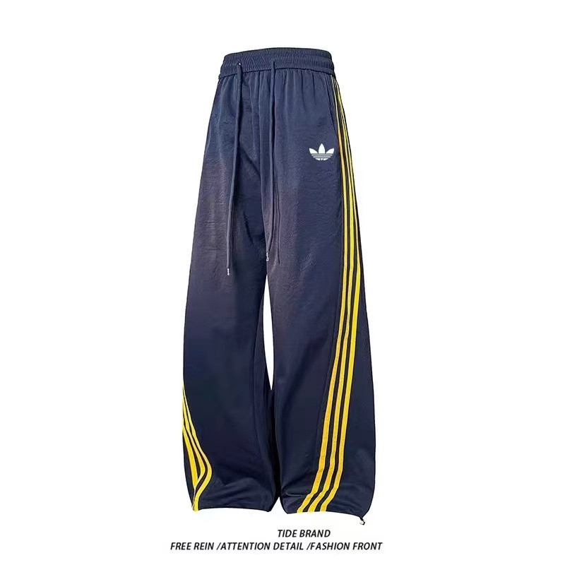 长裤潮夏季休闲裤美式三条杠卫裤运动速干裤拼色宽松