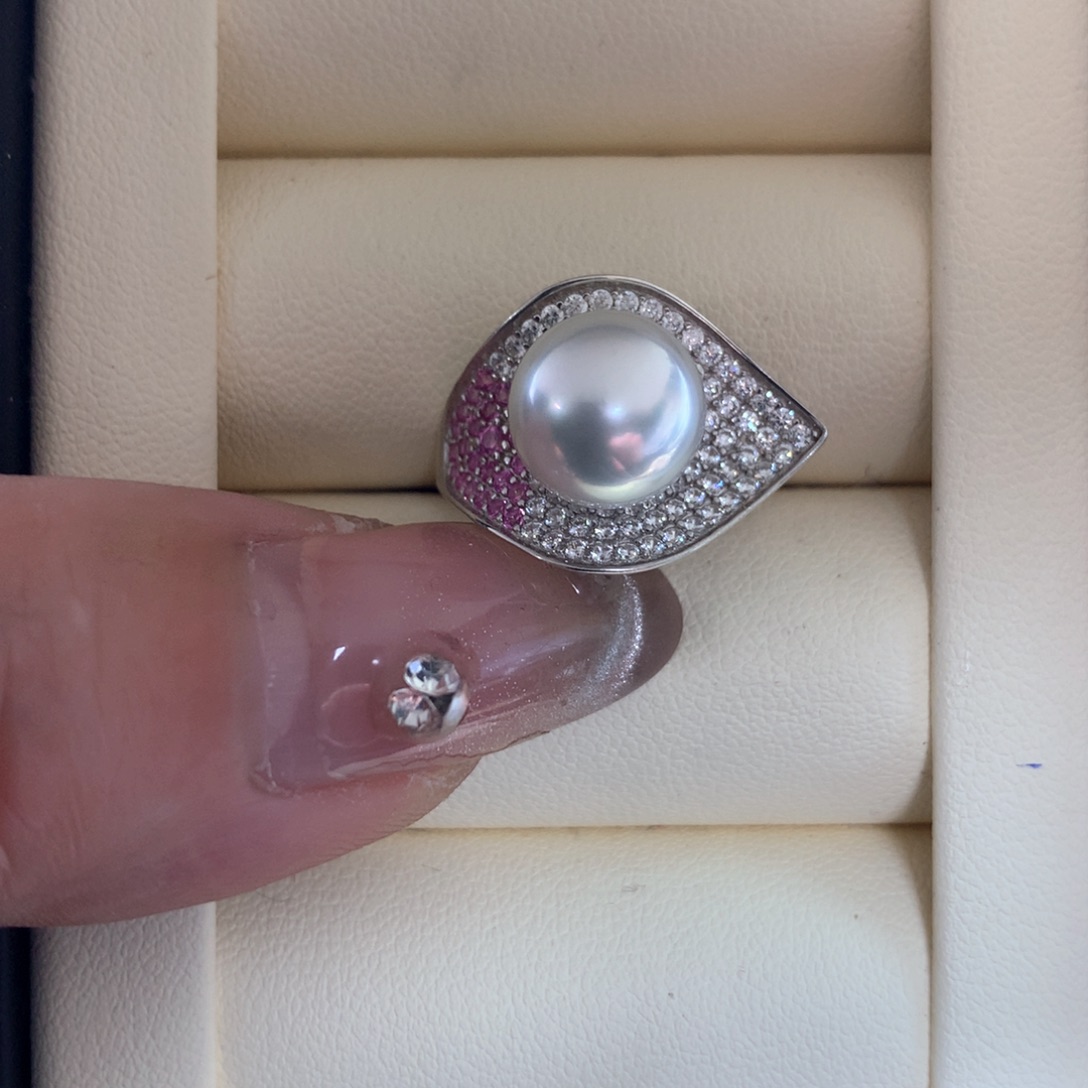 海水珍珠戒指银S925镶嵌