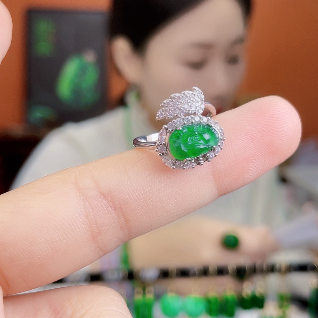 翡翠银S925镶嵌耳饰