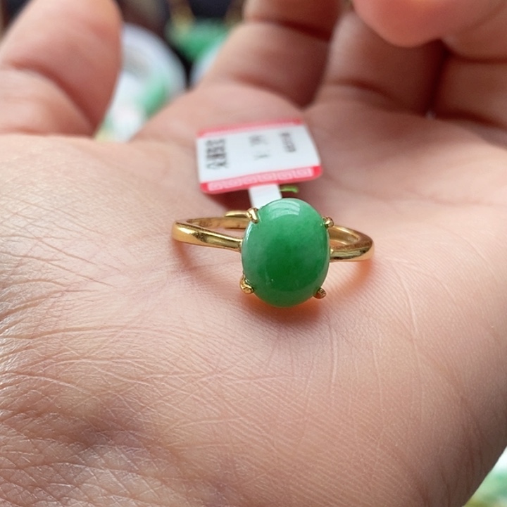 翡翠戒指银S925镶嵌余*娜翡翠戒指