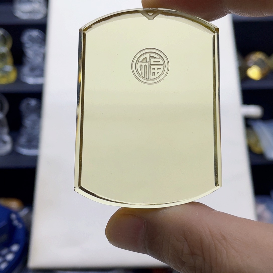 颈饰未镶嵌水晶黄水晶福字平安牌吊坠