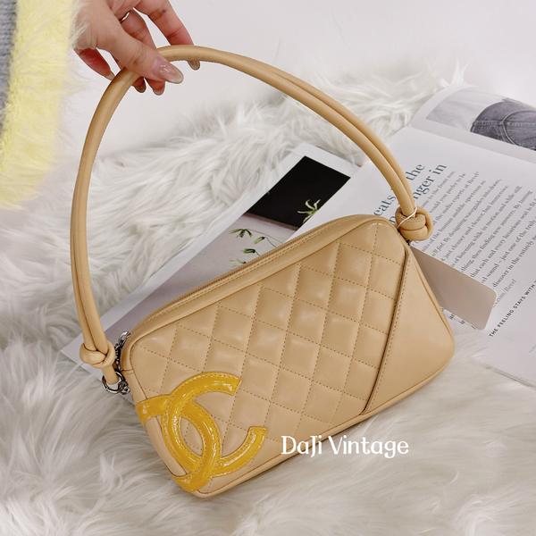 大吉中古/Chanel香奈儿奶茶色康鹏腋下包单肩包