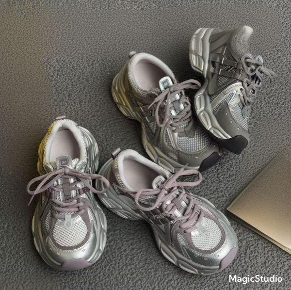 系带秋季老爹鞋单鞋女鞋网面春季女士韩版百搭潮流厚底