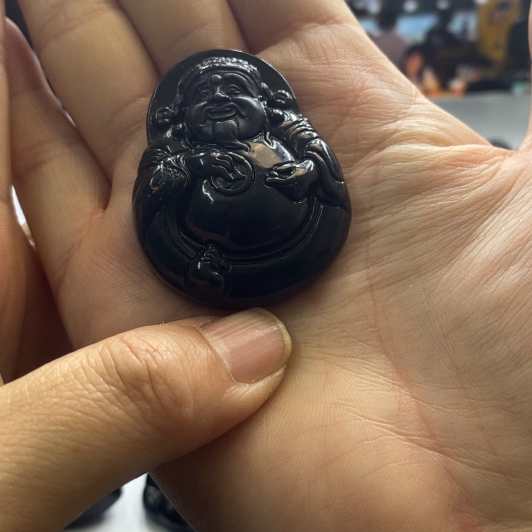 翡翠未镶嵌项链财神