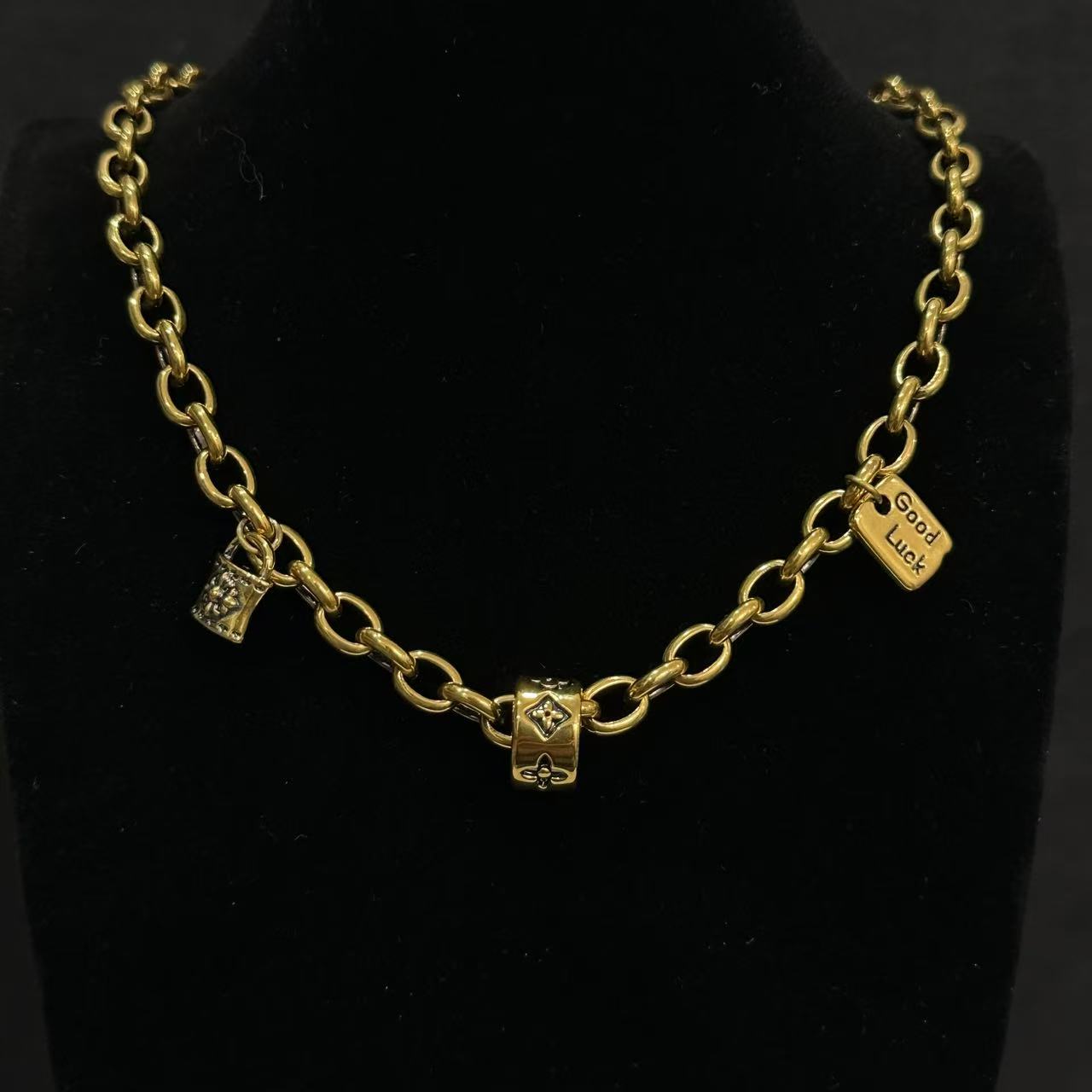 【足金999老花锁头手链*项链】黑金手链#精品黑金工艺#时尚复古链条