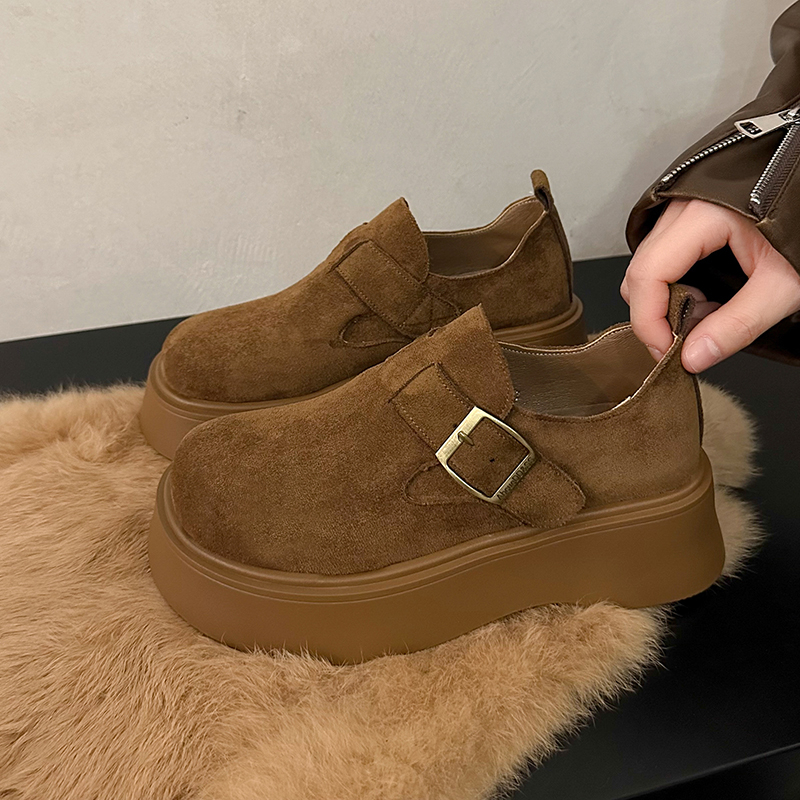 厚底勃肯鞋女2025新款春秋女鞋子小个子增高复古博肯鞋休闲乐福鞋