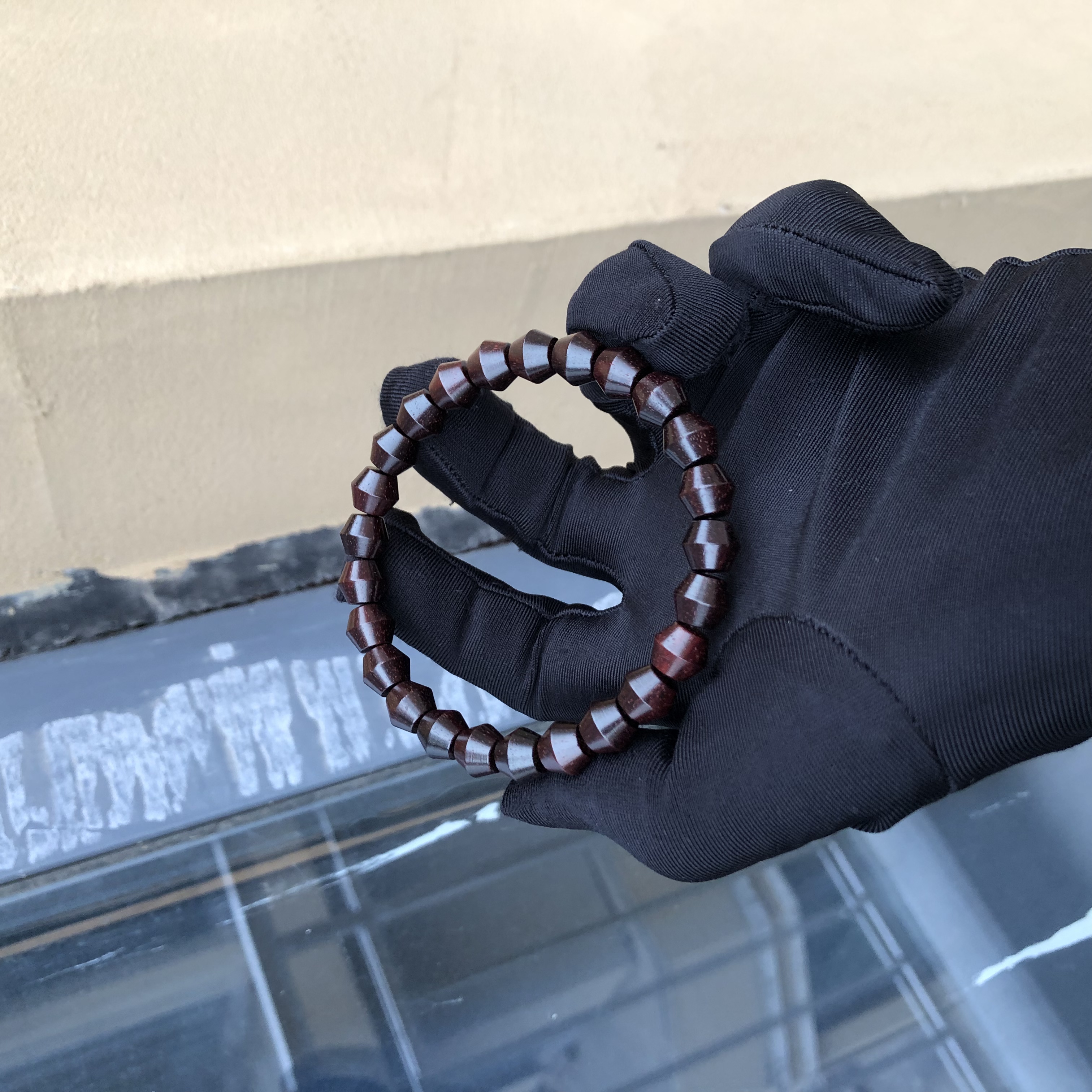 印度小叶紫檀 琴料 超精工西亚古珠8*9手串