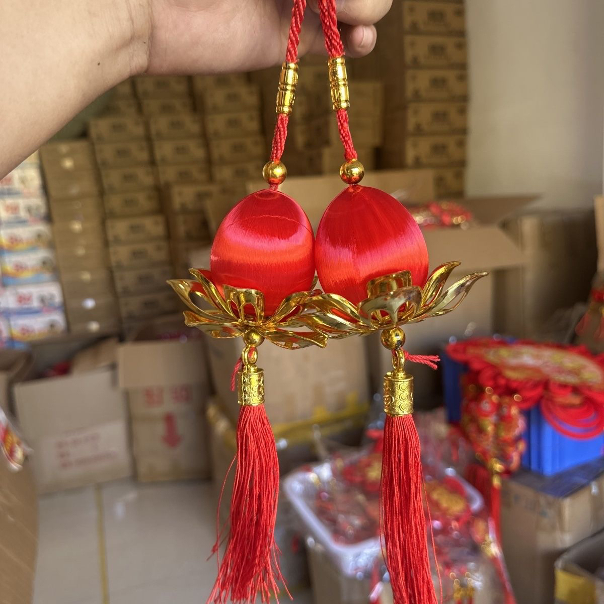 莲花灯笼【一对】新年春节喜庆挂饰乔迁装饰背景墙布置