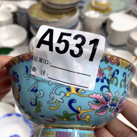 瓷珐琅彩蓝色米饭碗6个531