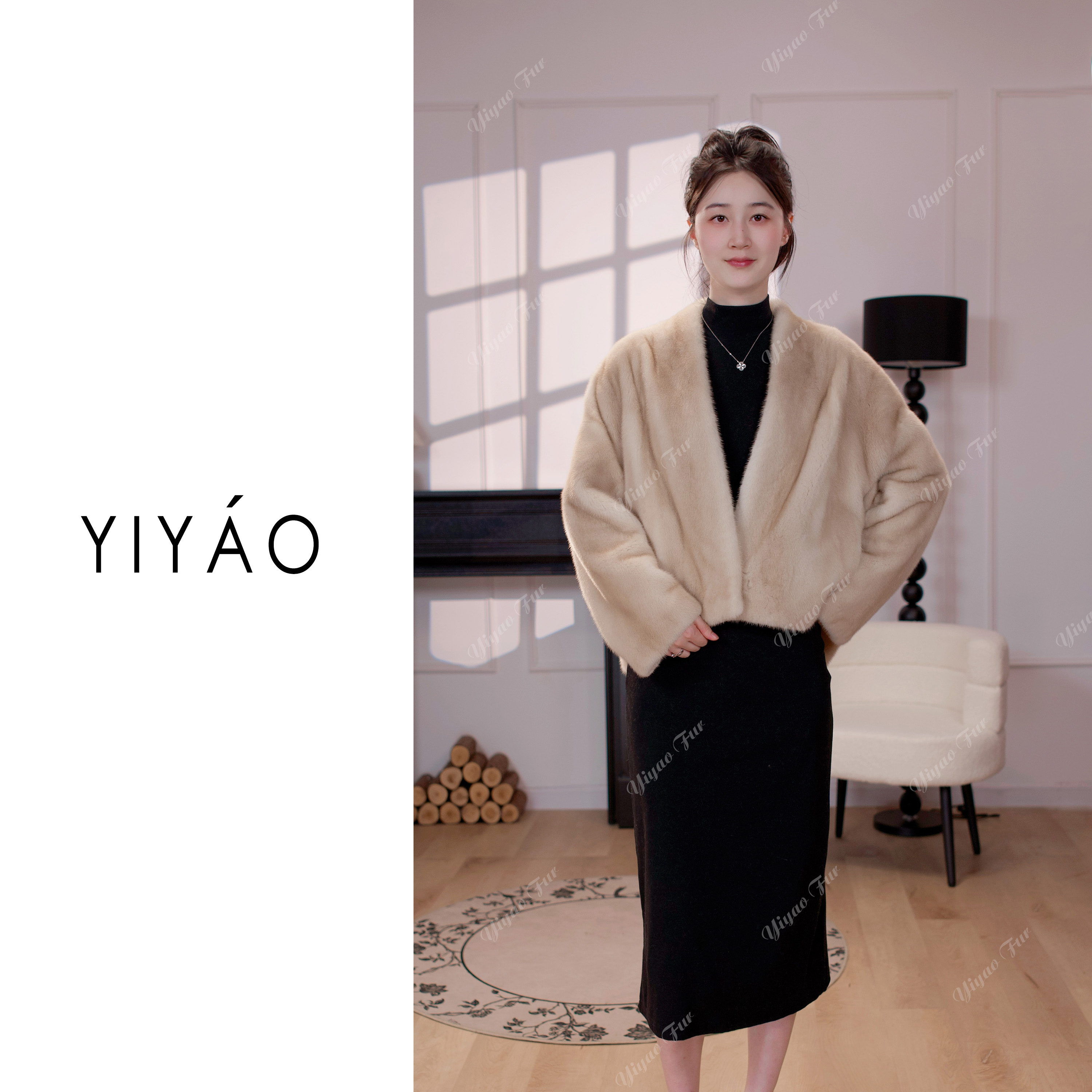 YIYAO | “疏影”进口短二整貂芬兰水貂皮草貂皮大衣年轻蝙蝠袖外套