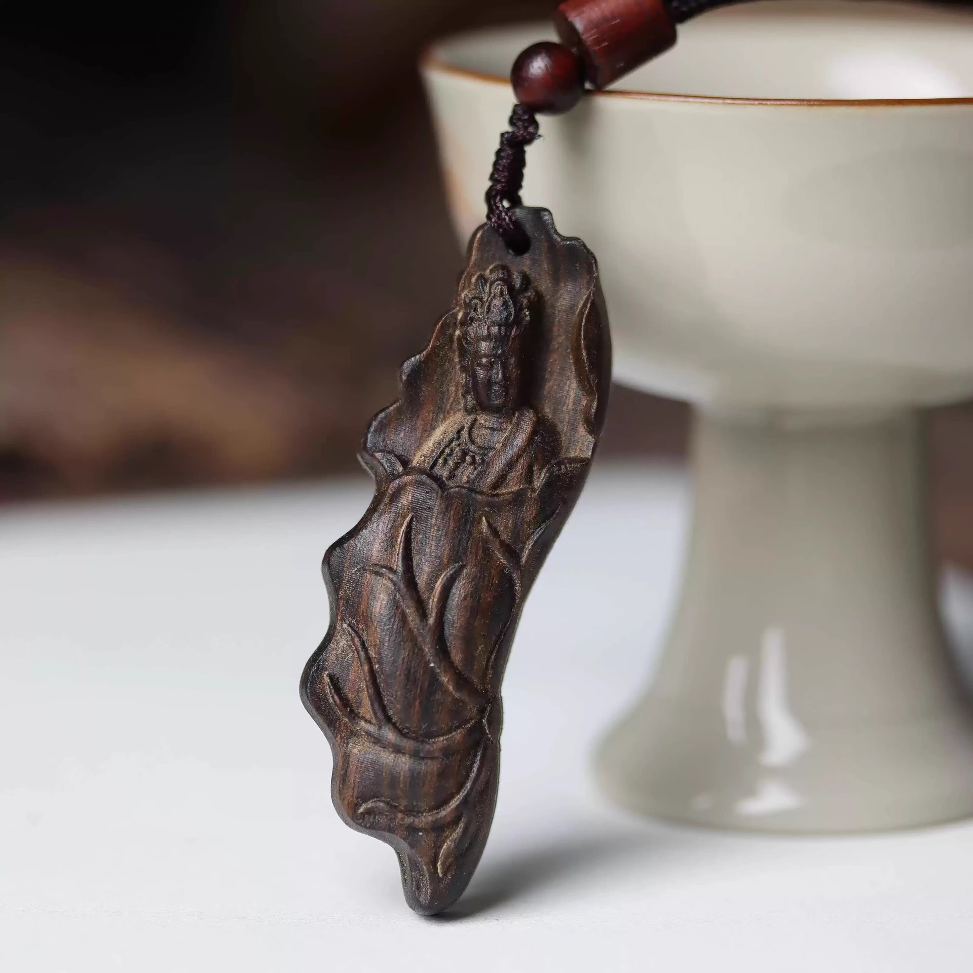 增香沉香木沉香木 一叶观音 吊坠带绳