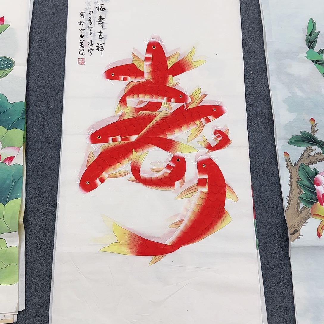 国画尺寸50X100手绘作品 