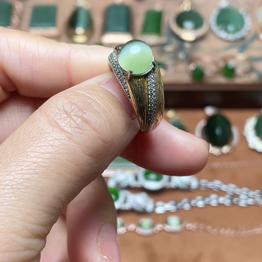 和田玉（碧玉）银S925镶嵌吊坠(不含链)