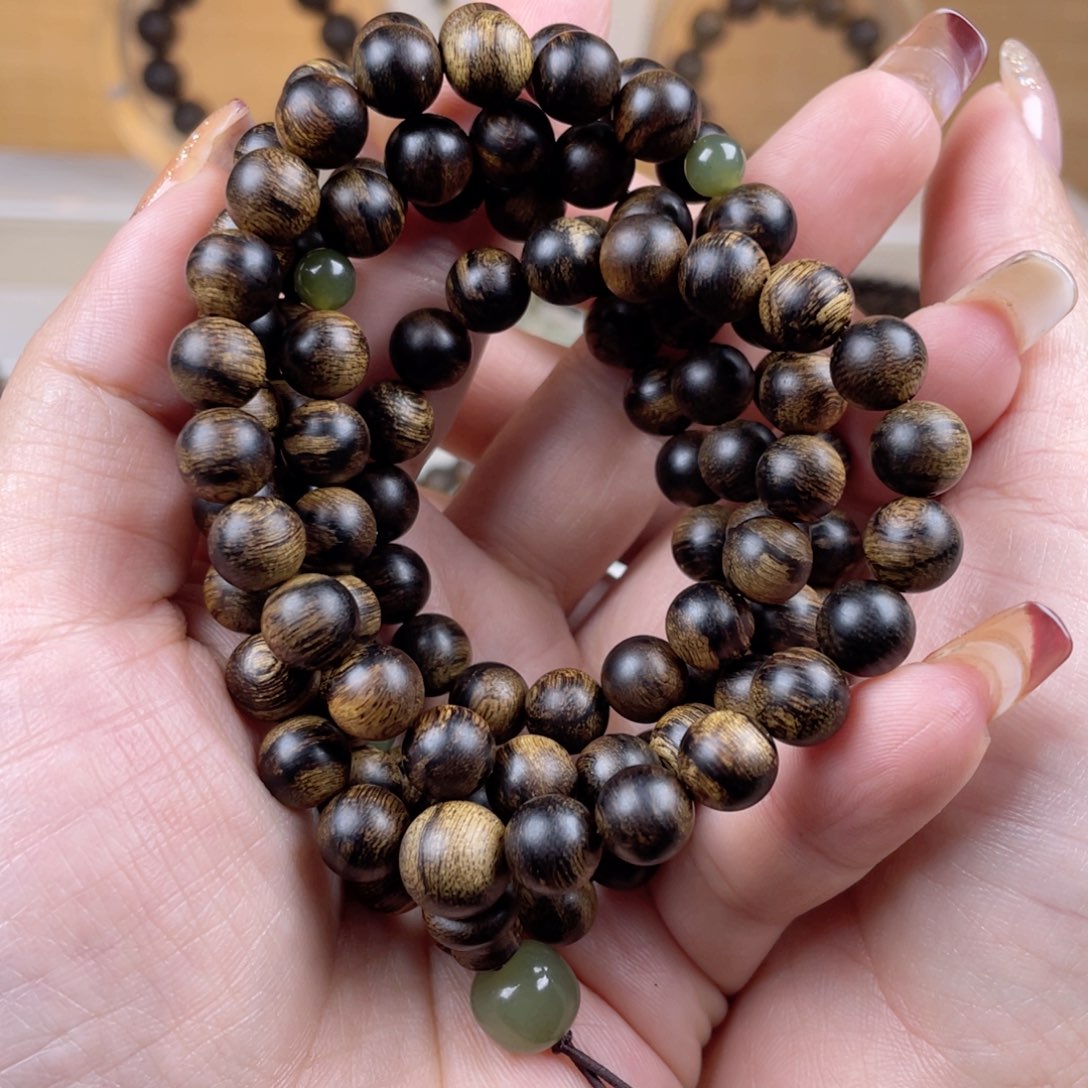 沉香手串东*哥越南芽庄白棋楠虎斑留疤