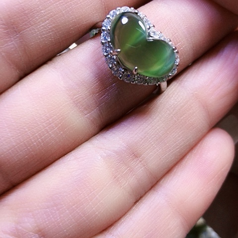 和田玉银S925镶嵌戒指