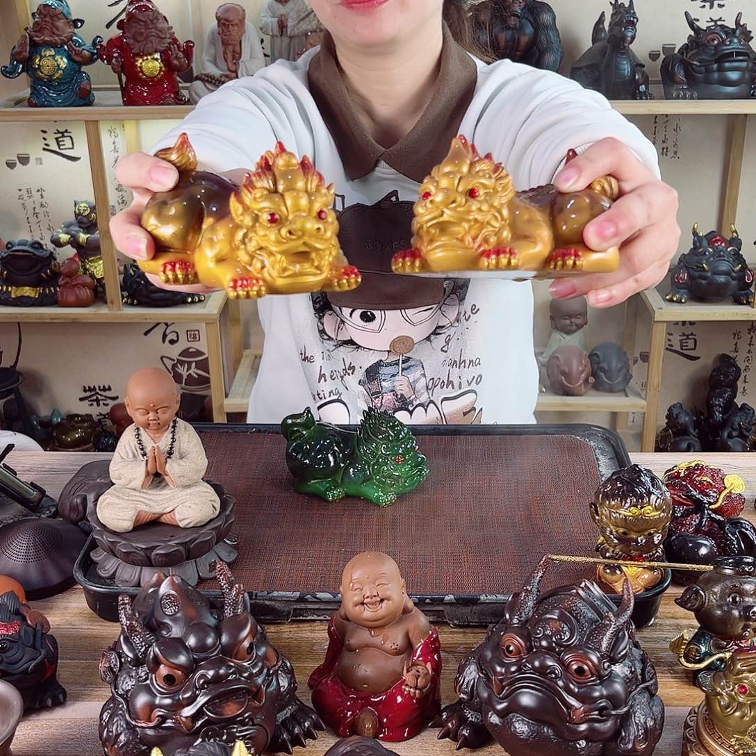 紫砂茶宠紫陶树脂茶宠摆件