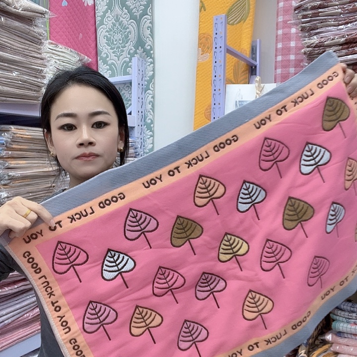 棉粉色银杏叶纯棉