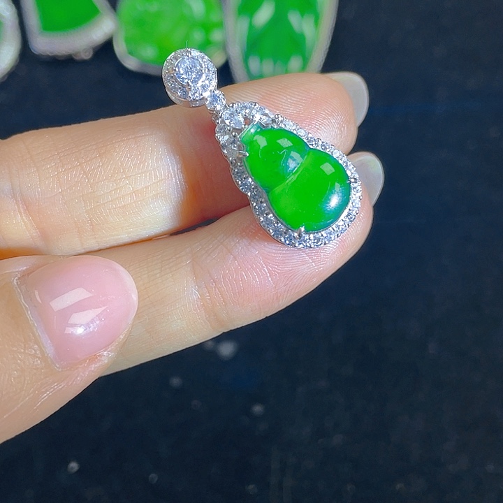 翡翠吊坠(不含链)银S925镶嵌