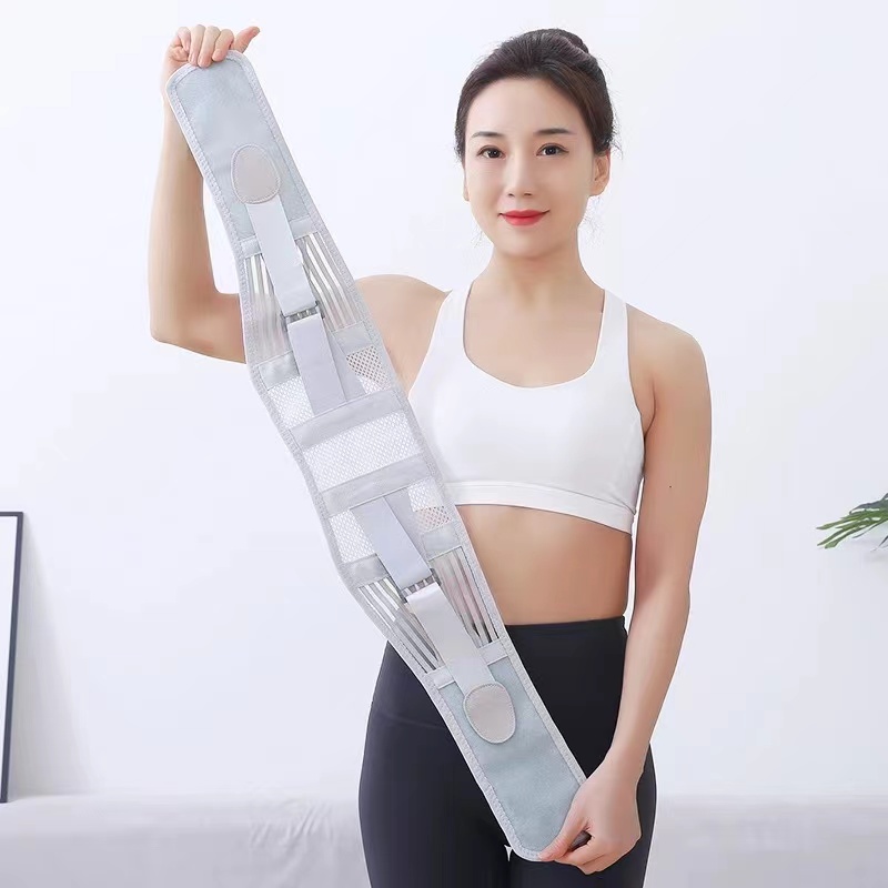 XJ【灰小护腰】夏季透气网眼窄版护腰带支撑运动健身跑步轻薄护腰