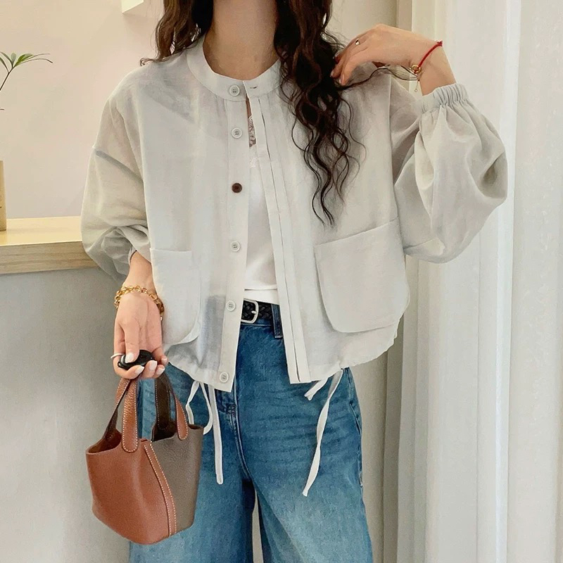 棉麻透气外套女短款欧货2025夏新款时尚百搭休闲高端防晒衣上衣