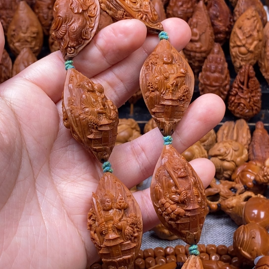 狼***下橄榄核手串/手链核雕