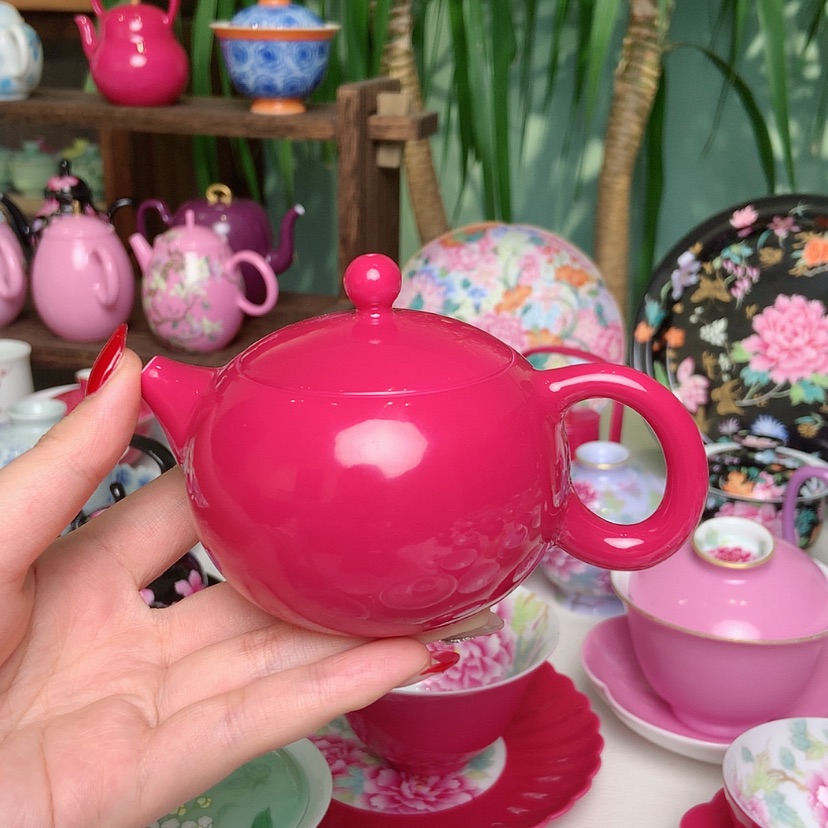 【闪购商品】胭脂红官窑大壶纯色