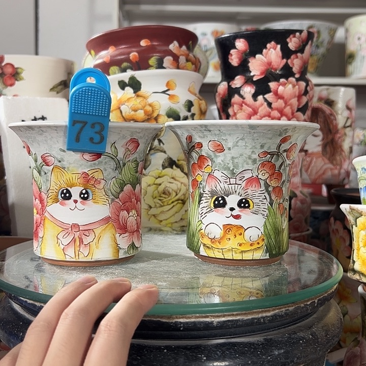 景德镇手绘花盆满38包邮偏远地区除外