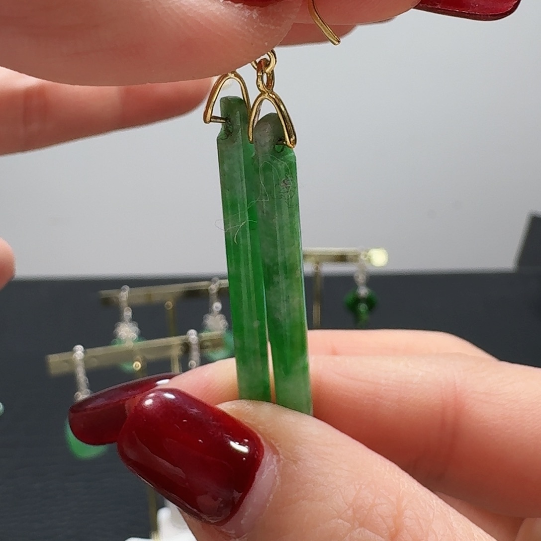 翡翠耳饰银S925镶嵌耳饰