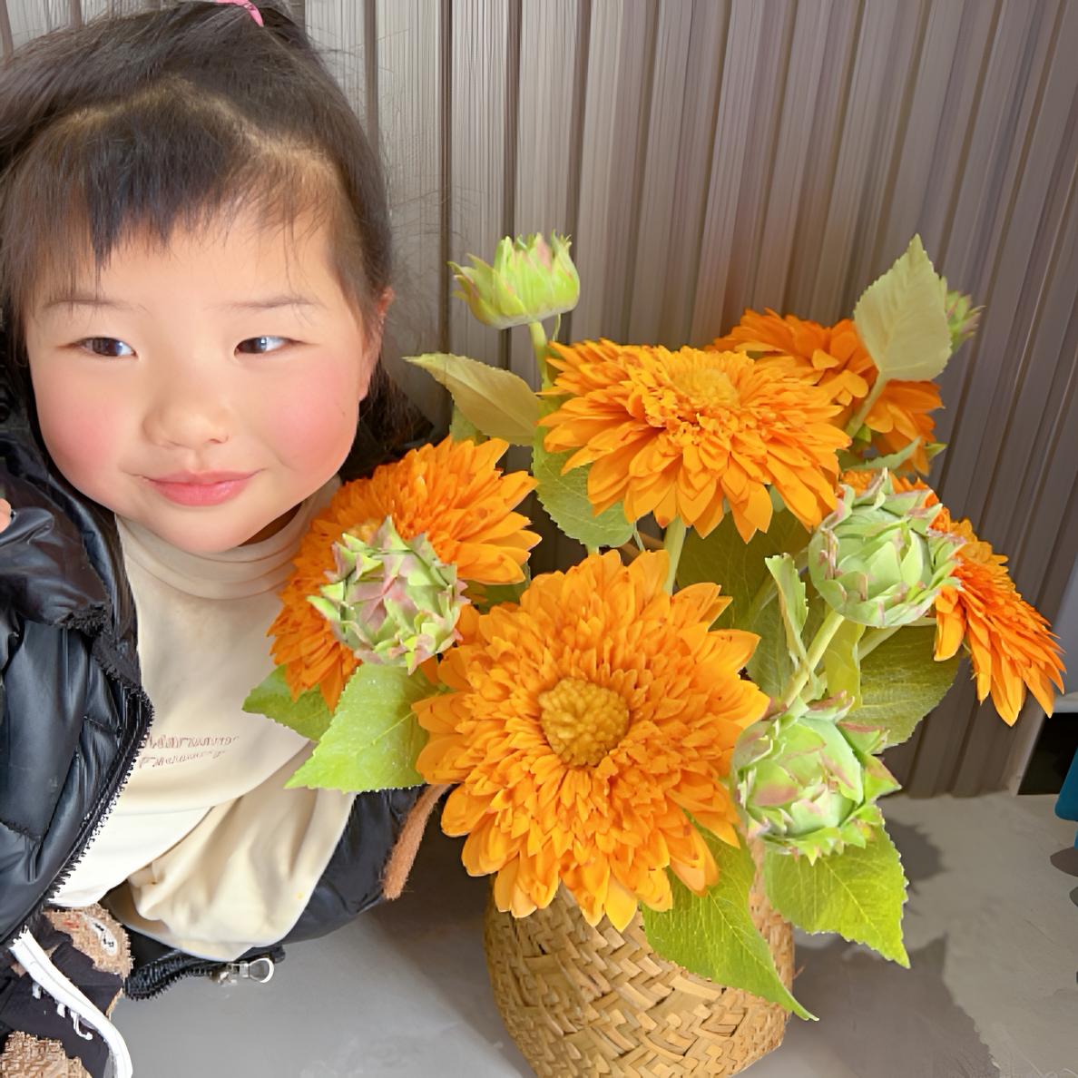 泰迪向日葵花仿真花假花餐桌电视柜摆件客厅摆件室内假花