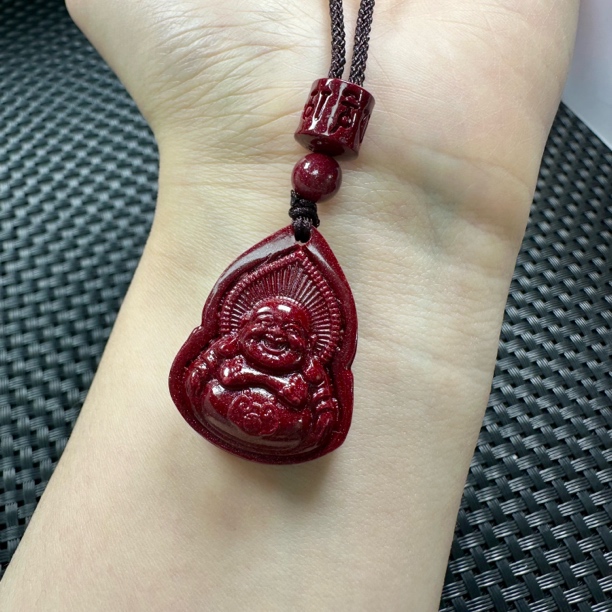 含辰砂工艺品【良润玉业】勒佛吊坠 随身佛公紫金砂本命年项链吊坠