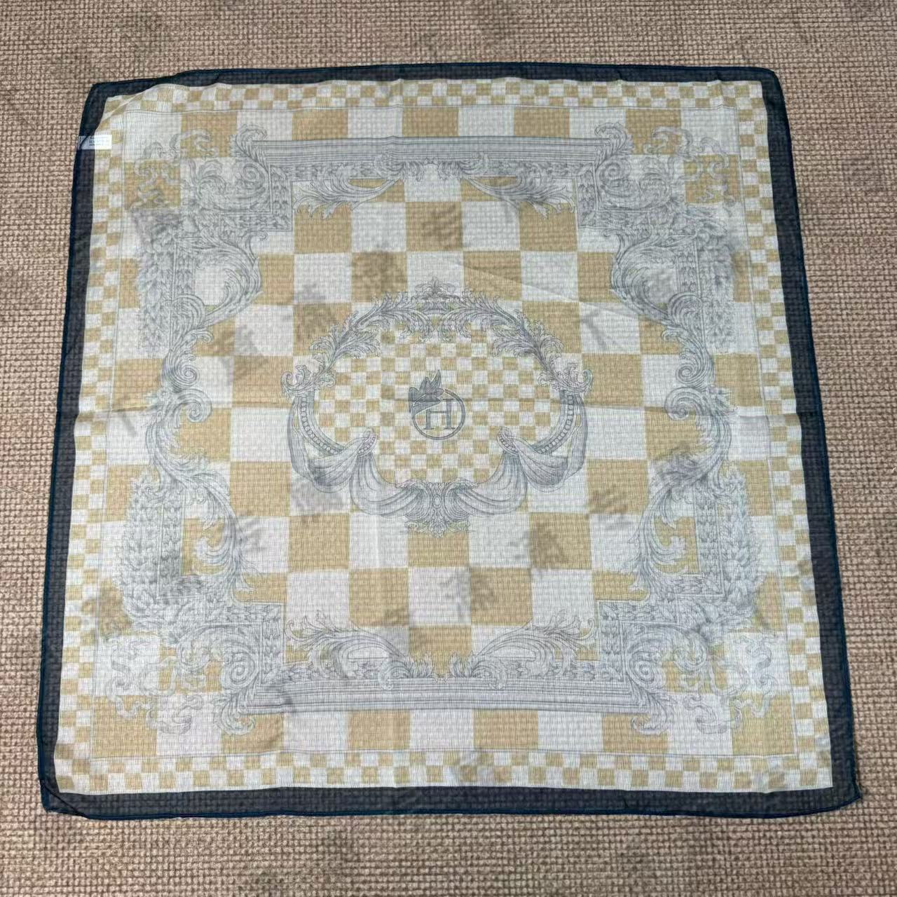 （黄格棋盘）西丽纱围巾65*65左右小方巾