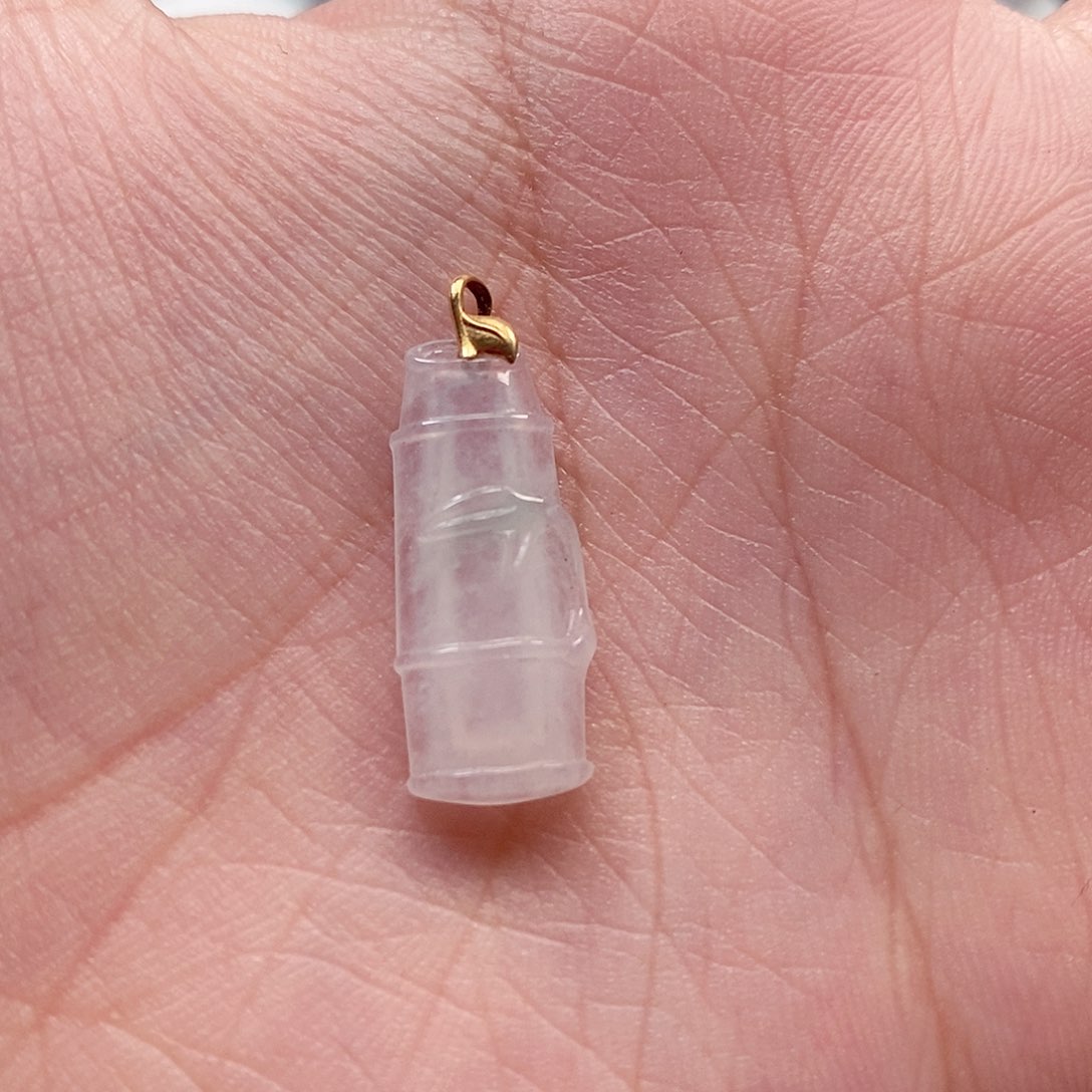 翡翠吊坠(赠链)18K金镶嵌竹节