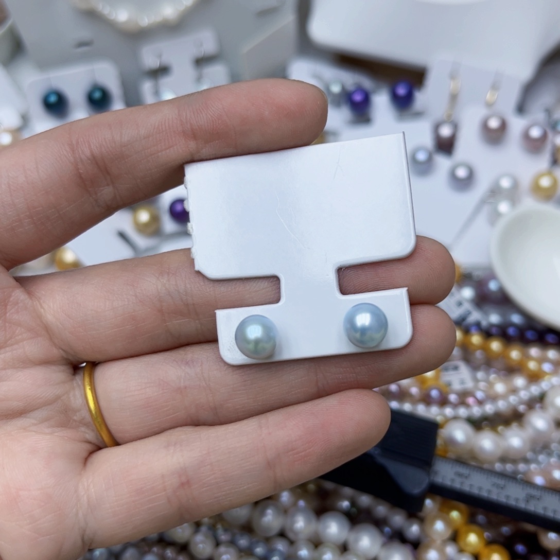 淡水珍珠耳饰银S925镶嵌