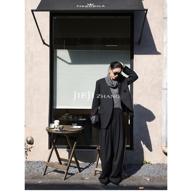 【JIEJI ZHANG】羊毛高级定制秋冬时尚百搭条纹套装351390/351392