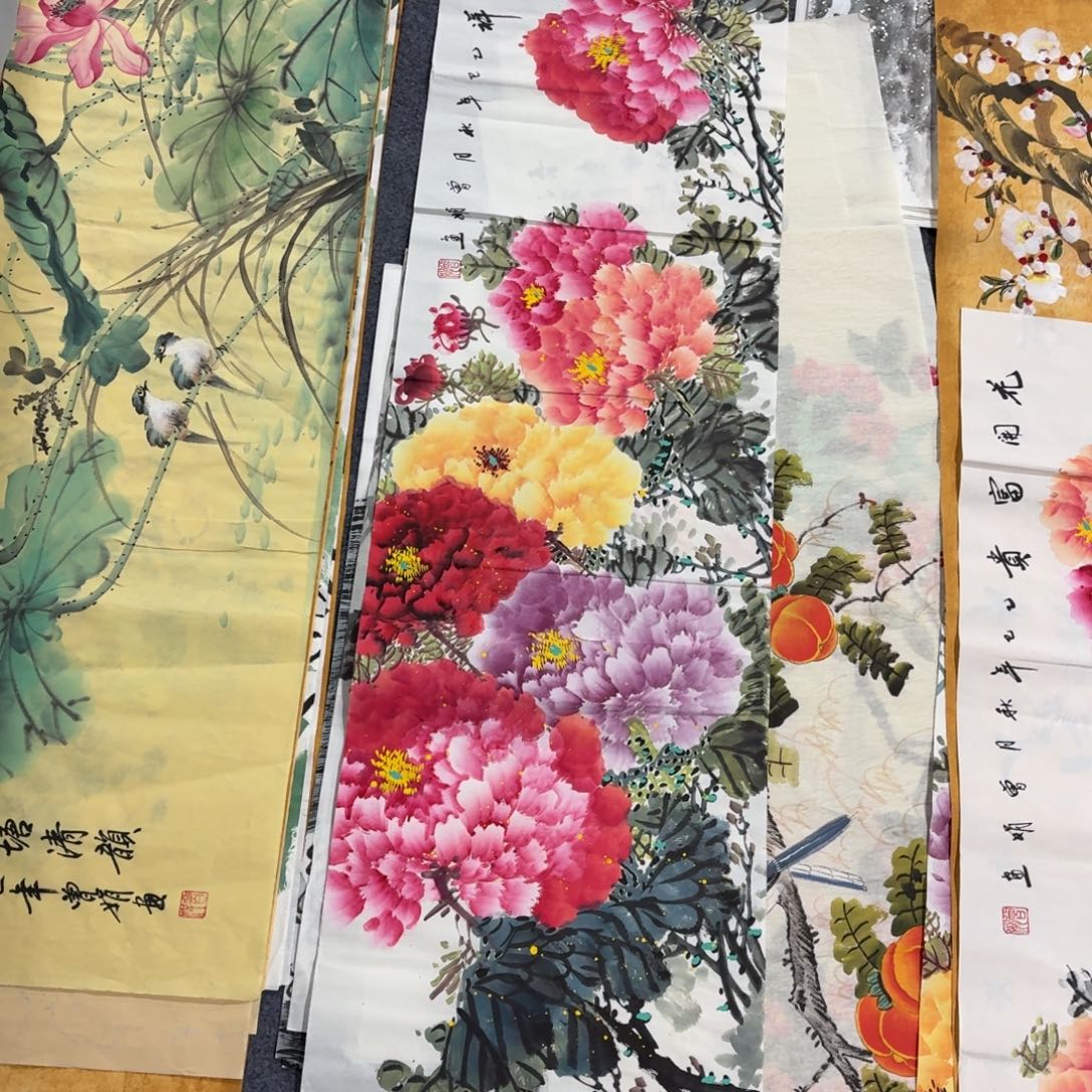 七***夜国画140×35牡丹画画画