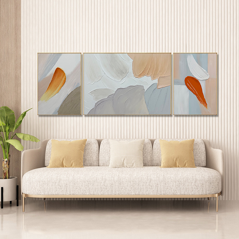 《缤纷》油画布纯手绘横版客厅挂画 