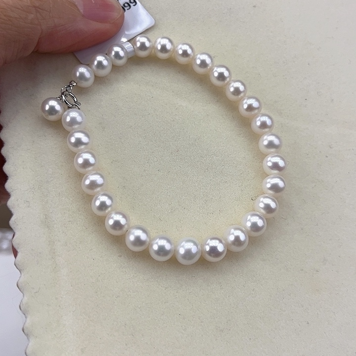 淡水珍珠手绳银S925镶嵌卡6➕极光冷白高品