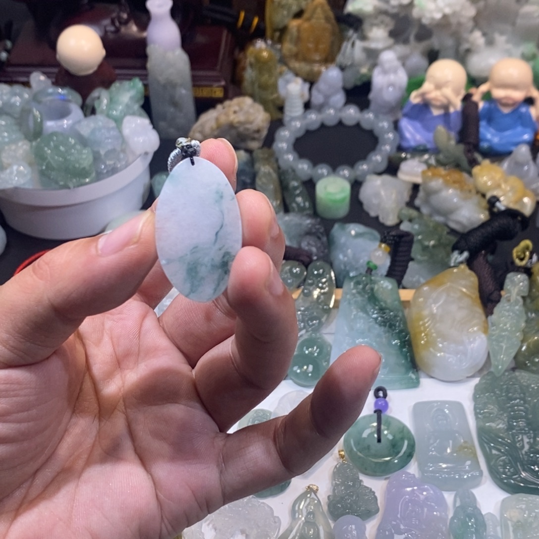 翡翠未镶嵌吊坠(不含链)无事牌