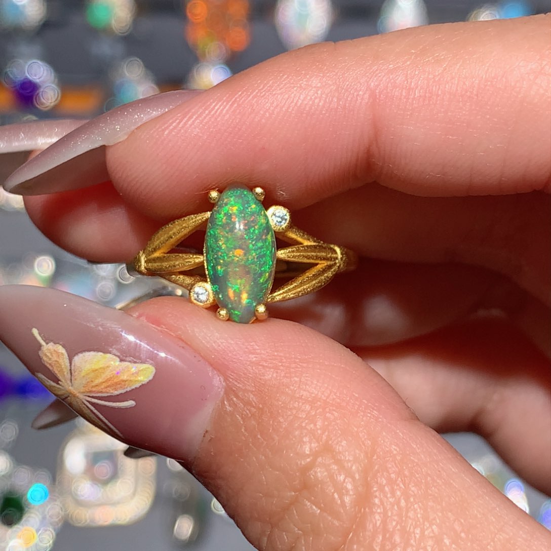 欧泊欧泊戒指y银S925镶嵌