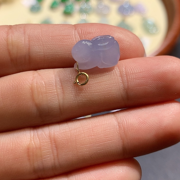 翡翠吊坠(不含链)18K金镶嵌