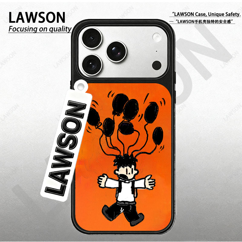 气球男孩磨砂磁吸黑边苹果17promax/16/15华为小米防摔防汗手机壳