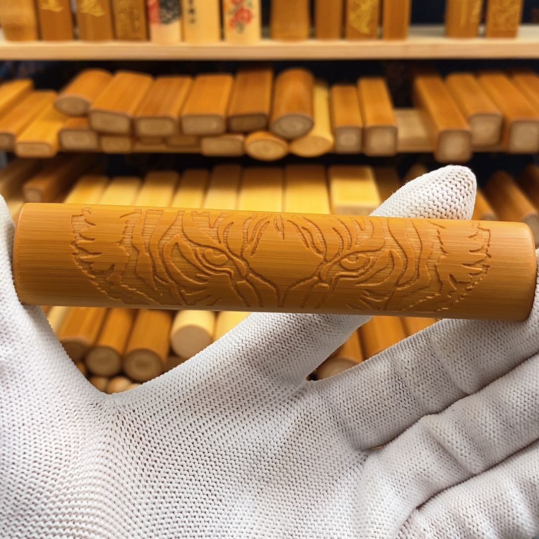 竹实心竹椭扁雕刻