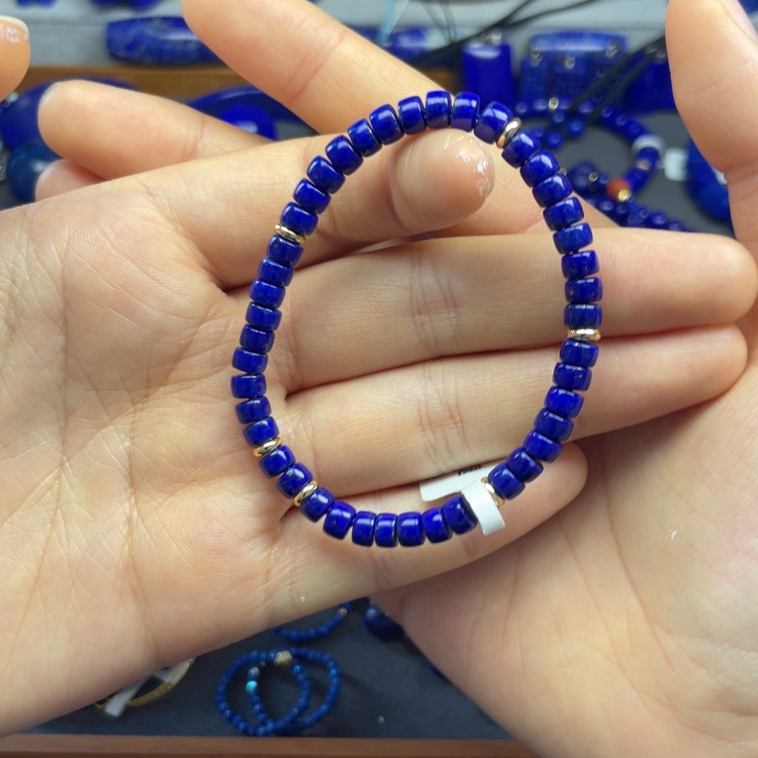 青金石未镶嵌DIY 药片手串6+