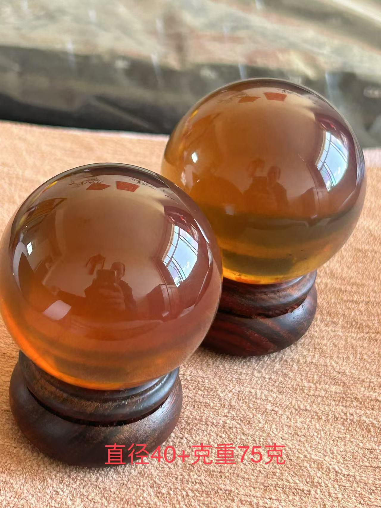 【萍姐珠宝】缅甸琥珀天然原矿精品棕珀特色亮金棕手球一对