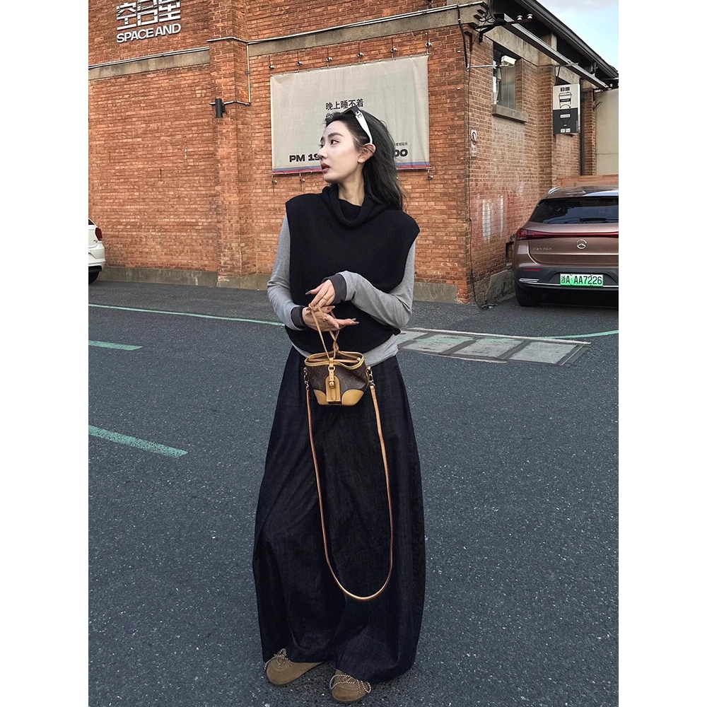 巨好看穿搭ootd减龄一整套女秋装大方得体背心上衣阔腿裤三件套装