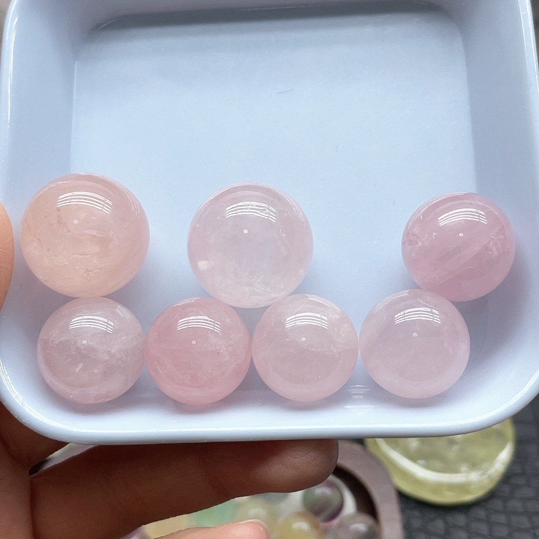 水晶未镶嵌珠宝半成品38粉晶单株组合