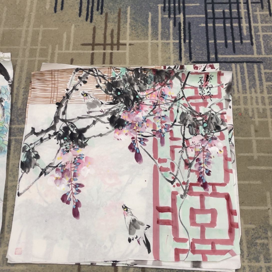 国画容*四尺斗方作品四张111111