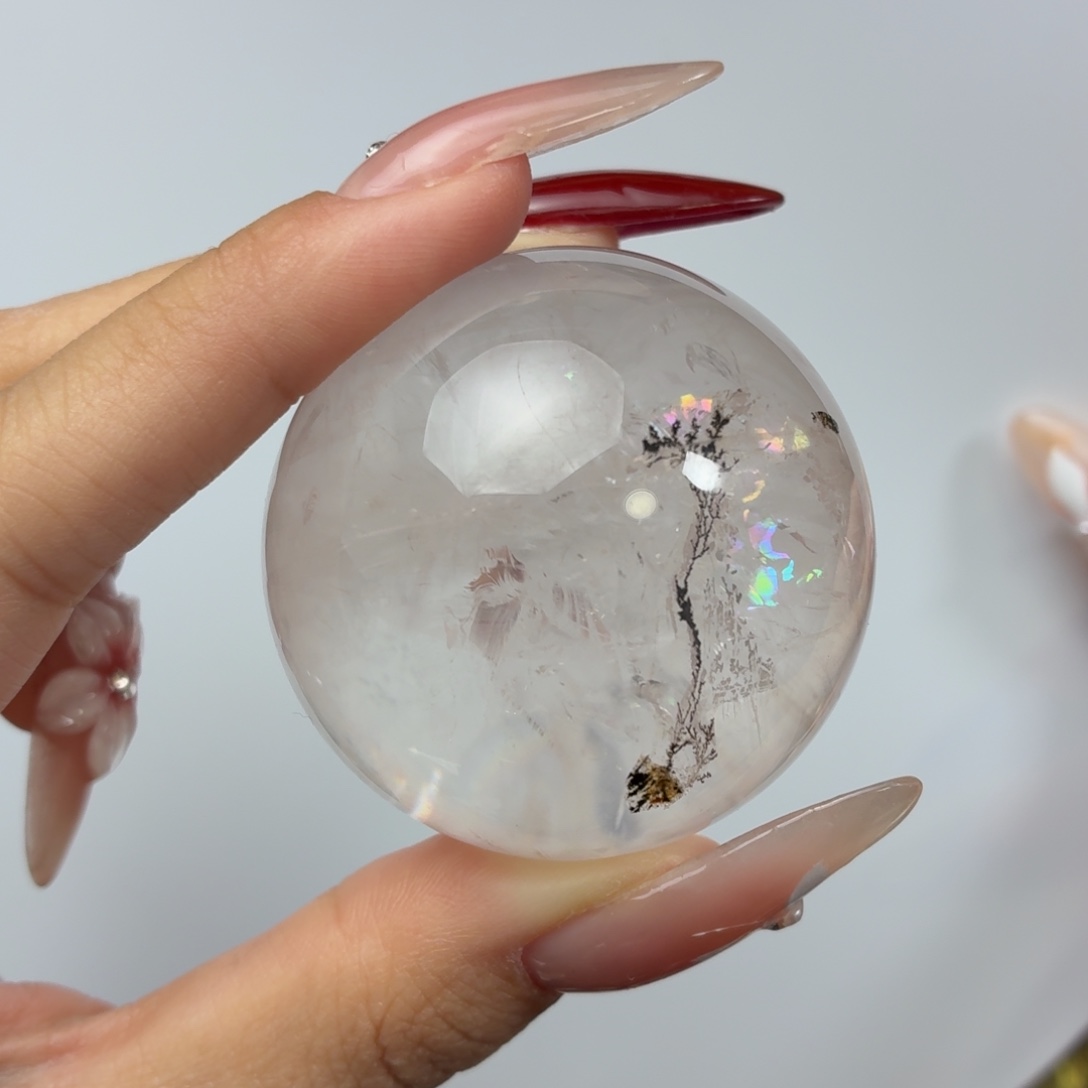 珠宝半成品水晶未镶嵌小树晶彩虹47.1mm