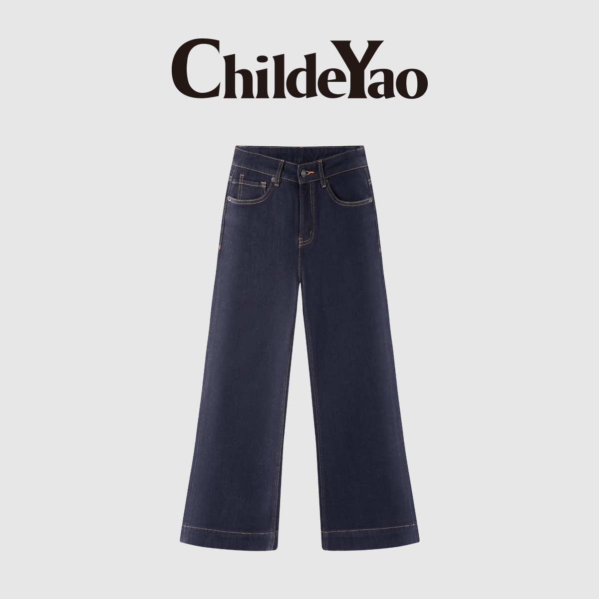 植绒四面弹保暖宽松口袋高腰直筒牛仔长裤女CYC510552牛仔裤裤子